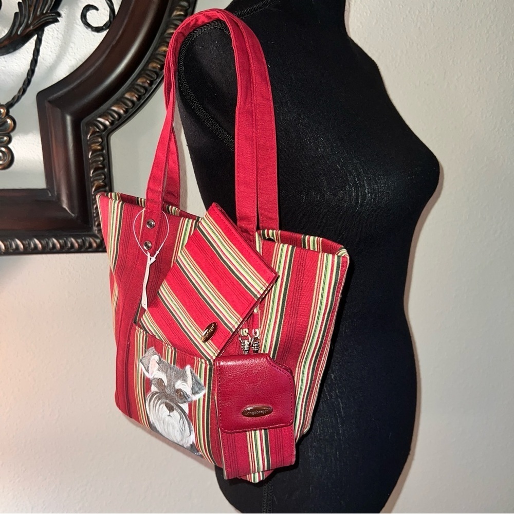 Longaberger Homestead Women’s One of a Kind Schnauzer Striped Small Tote Bag NWT - Picture 7 of 16